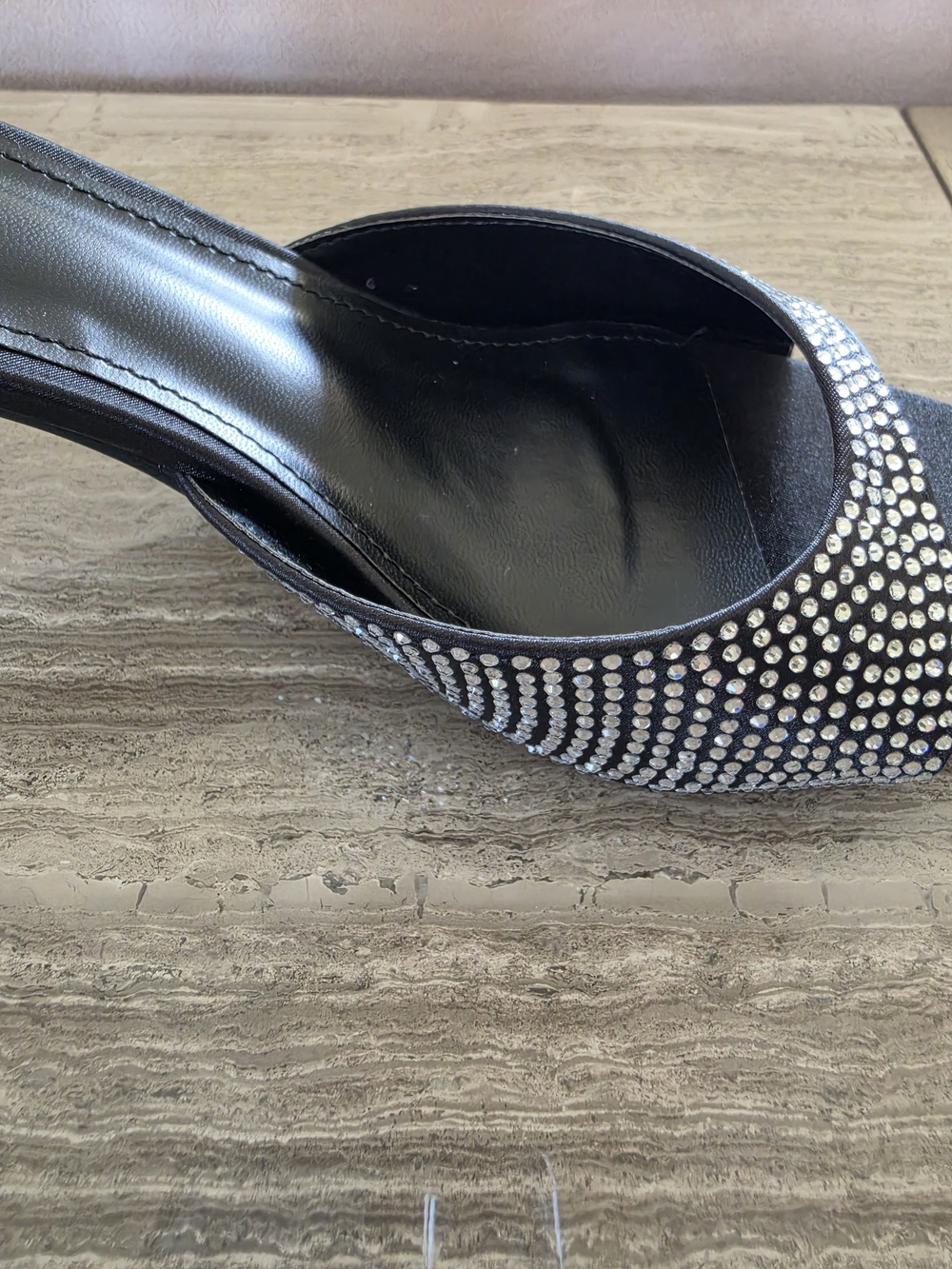 Mango Black Rhinestone Pointed-Toe Mule - Picture 12 of 13